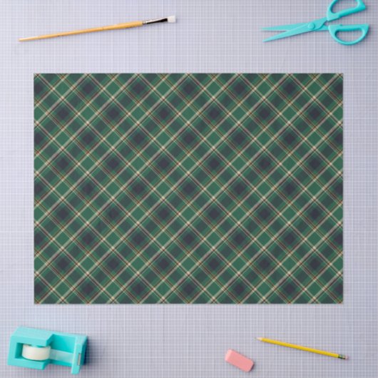 Classic Green Blue Yellow Plaid Pattern Holiday Seidenpapier (Basteln)