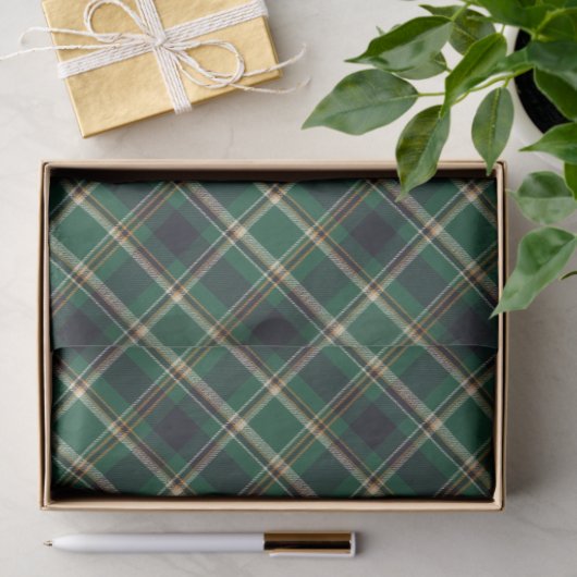 Classic Green Blue Yellow Plaid Pattern Holiday Seidenpapier (Geschenk)