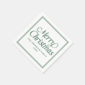 Classic Green Border Frohe Weihnachten Serviette (Ecke)