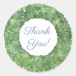 Classic Green Boxwood Wreath Vielen Dank Runder Aufkleber