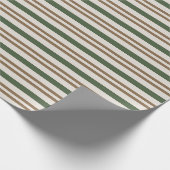 Classic Green, Brown Candy Canes Christmas Streife Geschenkpapier (Ecke)