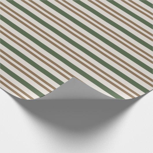 Classic Green, Brown Candy Canes Christmas Streife Geschenkpapier (Ecke)