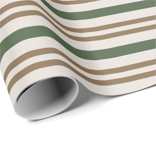 Classic Green, Brown Candy Canes Christmas Streife Geschenkpapier (Rolleneckpunkt)