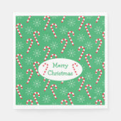 Classic Green Candy Cane und Snowflakes Weihnachte Serviette (Vorderseite)