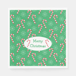 Classic Green Candy Cane und Snowflakes Weihnachte Serviette