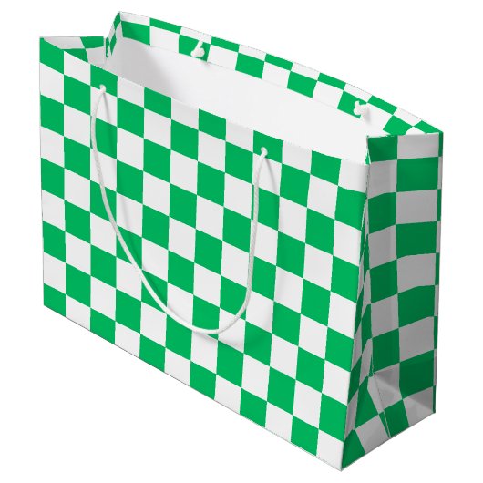 Classic green checkered  große geschenktüte (Rückseite Schrägansicht)
