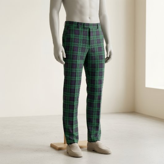 Classic Green Checkered Polyester Poplin Fabric Stoff