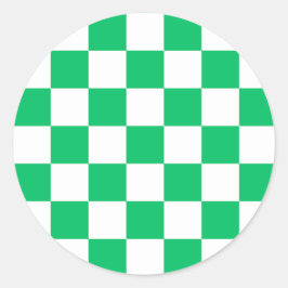 Classic green checkered  runder aufkleber