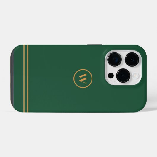 Classic Green Chic Custom Monogram iPhone Hülle (Rückseite (Horizontal))