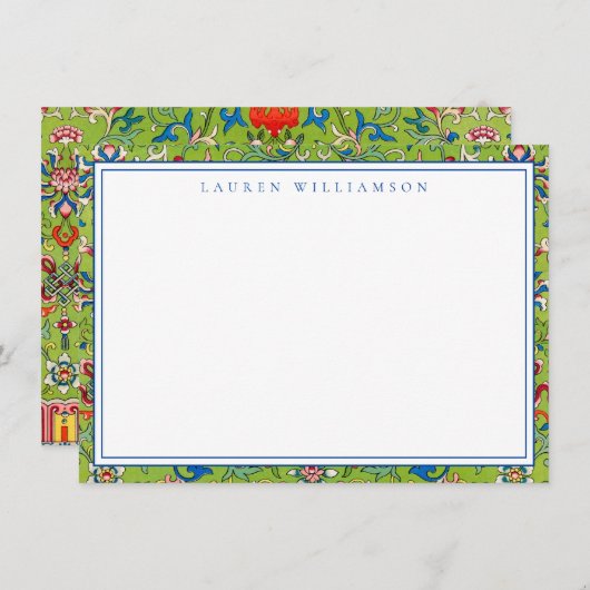 Classic Green Chinoiserie Note Card Mitteilungskarte (Vorne/Hinten)