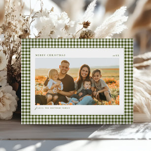 Classic Green Christmas Family Foto Feiertagspostkarte