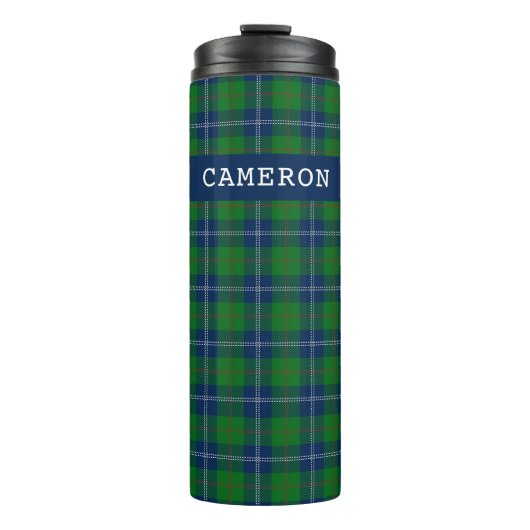Classic Green Christmas Tartan Kariert Personalisi Thermosbecher (Vorderseite)