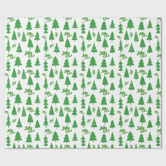 Classic Green Christmas Tree Jolly Holiday Pattern Geschenkpapier (Flach)
