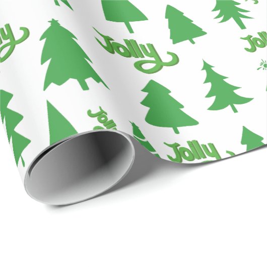 Classic Green Christmas Tree Jolly Holiday Pattern Geschenkpapier (Rolleneckpunkt)