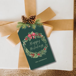 Classic Green Christmas Wreath Geschenkanhänger