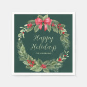 Classic Green Christmas Wreath Name Napkins Serviette (Vorderseite)