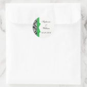 Classic Green Damask Wedding Label Runder Aufkleber (Tasche)