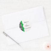 Classic Green Damask Wedding Label Runder Aufkleber (Umschlag)