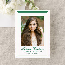 Classic Green Double Border Photo Graduation Ankündigung
