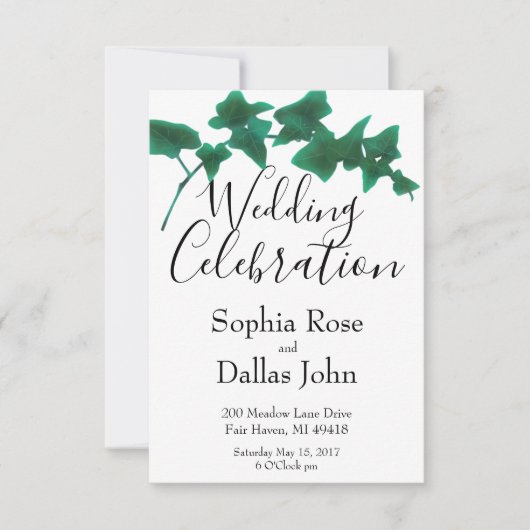 Classic Green elegant English Ivy Wedding Einladung (Vorderseite)