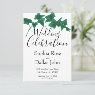 Classic Green elegant English Ivy Wedding Einladung