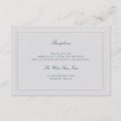Classic Green Elevated Ivory Wedding Reception Begleitkarte (Vorderseite)