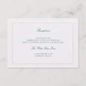Classic Green Elevated Pearl Wedding Reception Begleitkarte (Vorderseite)