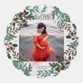 Classic Green Enchanting Botanisches Weihnachtsfes Ornament Karte (Vorderseite)