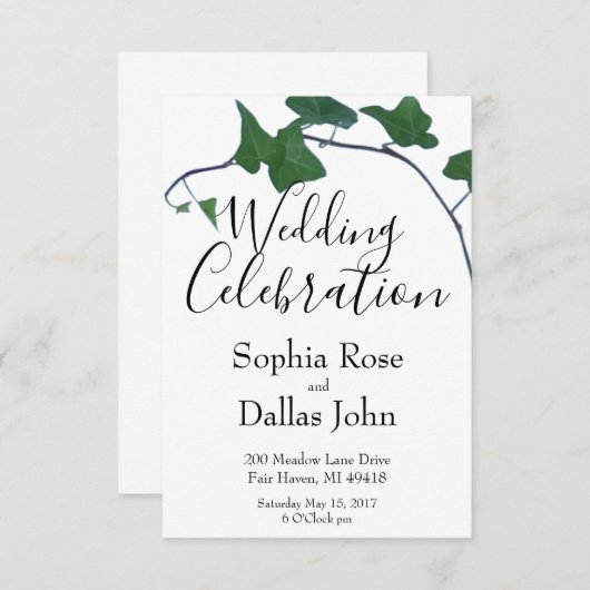Classic Green English Ivy Einladung (Vorne/Hinten)
