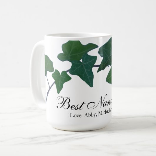 Classic Green English Ivy Green botanical Nana Kaffeetasse (Vorderseite Links)