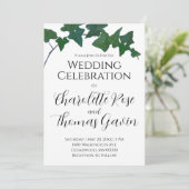 Classic Green English Ivy Wedding Einladung (Stehend Vorderseite)