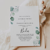 Classic Green Eucalyptus Calligraphy Boda Wedding Einladung