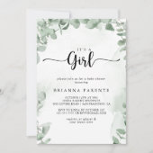 Classic Green Eucalyptus Es ist eine Girl Baby Dus Einladung (Vorderseite)