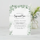 Classic Green Eucalyptus Foliage Sip und Siehe Einladung (Stehend Vorderseite)