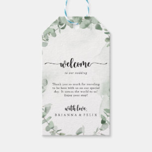 Classic Green Eucalyptus Foliage Wedding Welcome Geschenkanhänger