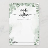 Classic Green Eucalyptus Wedding Words of Weisheit Hinweiskarte (Vorderseite)