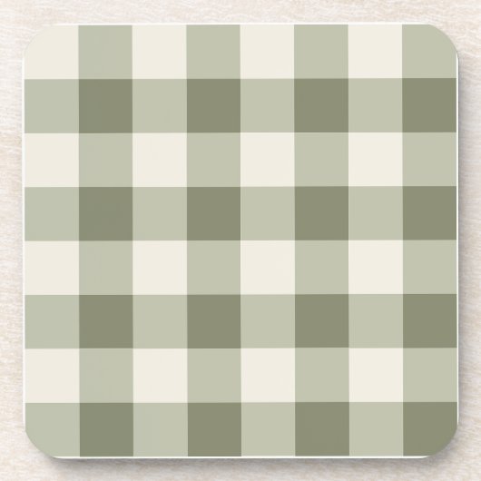 Classic Green Farmhouse Gingham Style Getränkeuntersetzer (Vorderseite)