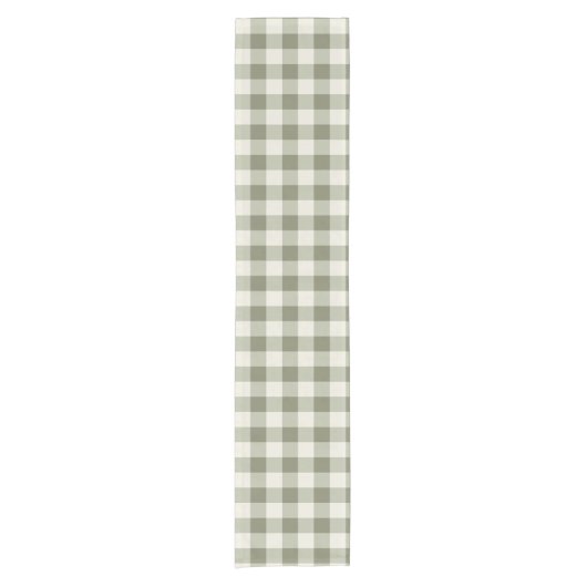 Classic Green Farmhouse Gingham Style Kurzer Tischläufer (Vorderseite)