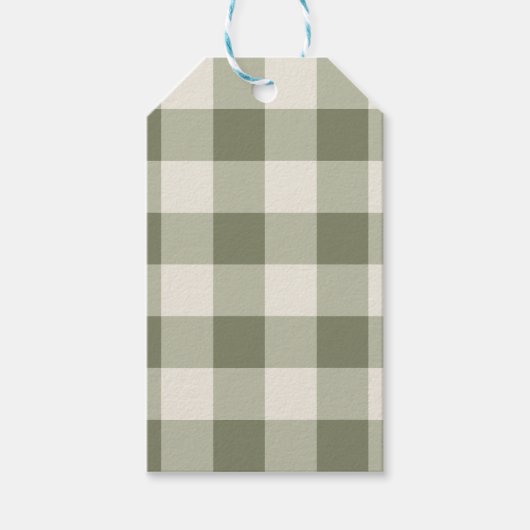 Classic Green Farmhouse Gingham Style Napkins Geschenkanhänger (Vorderseite)