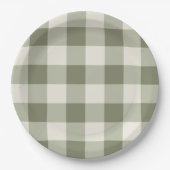Classic Green Farmhouse Gingham Style Napkins Pappteller (Vorderseite)