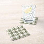 Classic Green Farmhouse Gingham Style Rechteckiger Pappuntersetzer (Vor Ort)