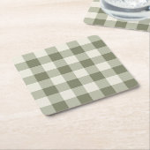 Classic Green Farmhouse Gingham Style Rechteckiger Pappuntersetzer (angewinkelt)