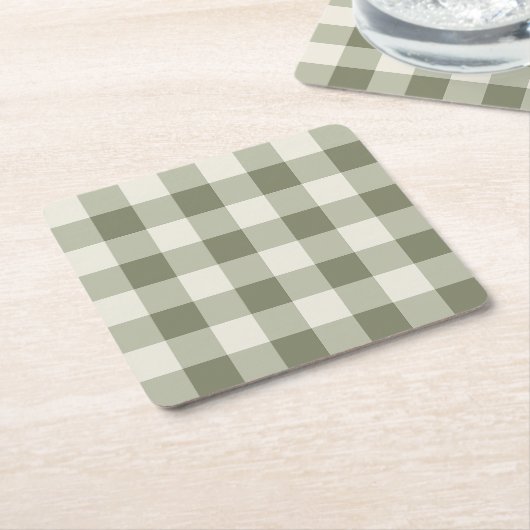 Classic Green Farmhouse Gingham Style Rechteckiger Pappuntersetzer (angewinkelt)