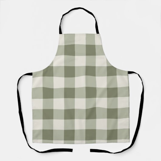 Classic Green Farmhouse Gingham Style Schürze (Vorderseite)