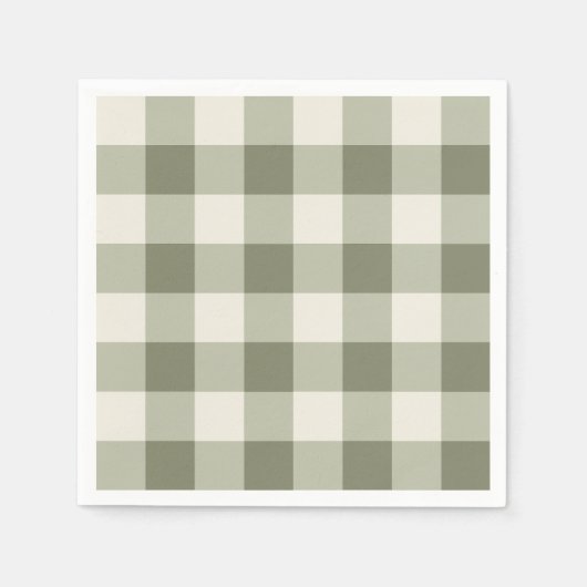Classic Green Farmhouse Gingham Style Serviette (Vorderseite)