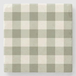 Classic Green Farmhouse Gingham Style Steinuntersetzer