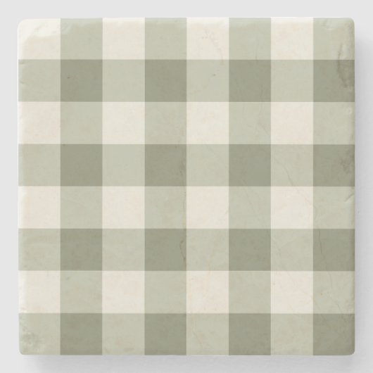 Classic Green Farmhouse Gingham Style Steinuntersetzer (Vorderseite)