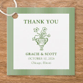 Classic Green Floral Stripe Wedding Vielen Dank Geschenkanhänger