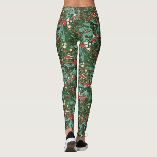 Classic Green Fun Botanischer Urlaub Weihnachten Leggings (Rückseite)