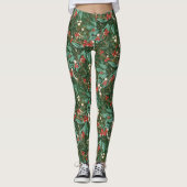 Classic Green Fun Botanischer Urlaub Weihnachten Leggings (Vorderseite)